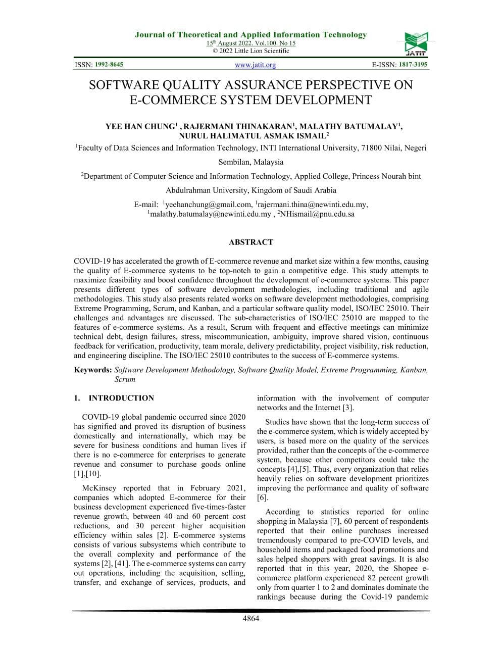 Published paper on software quality assurance